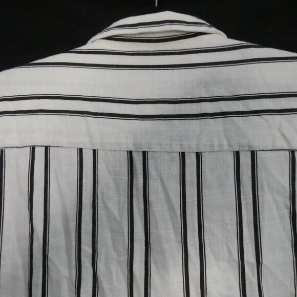 ZARA | XL - extra large | Flowy Striped Button-Up Short Sleeve Casual Shirt - Picture 10 of 15